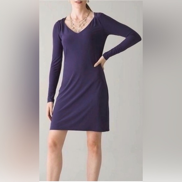 White House Black Market Dresses & Skirts - WHITE HOUSE BLACK MARKET Long Sleeve Jersey Stretch Dress Purple, Women’s Small